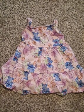 Disney Pink Floral Lilo & Stitch Sundress with Blue Characters